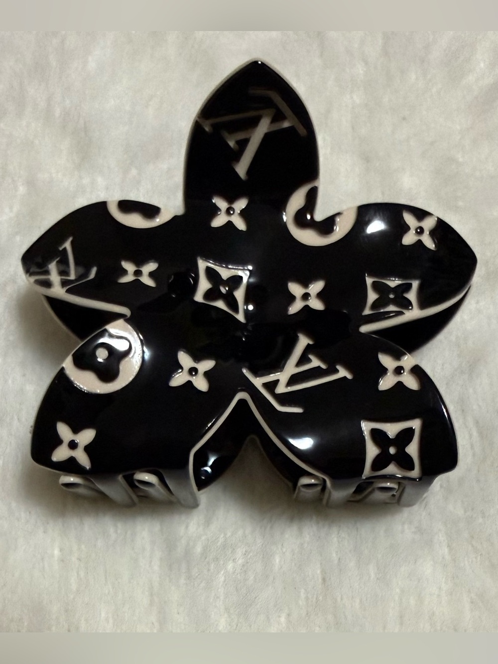 Monogram Black Flower Hair Claw Clip
